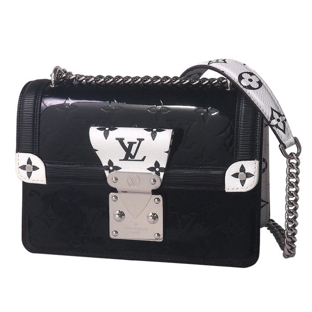 Louis Vuitton Winewood Monogram Shoulder Bag Leather Black
